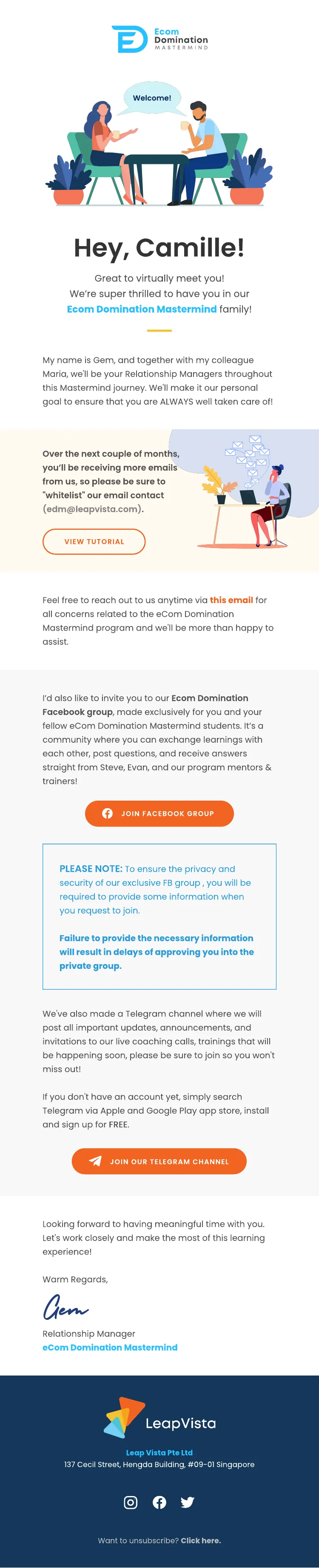 Fashion brand onboarding and welcome-series email template