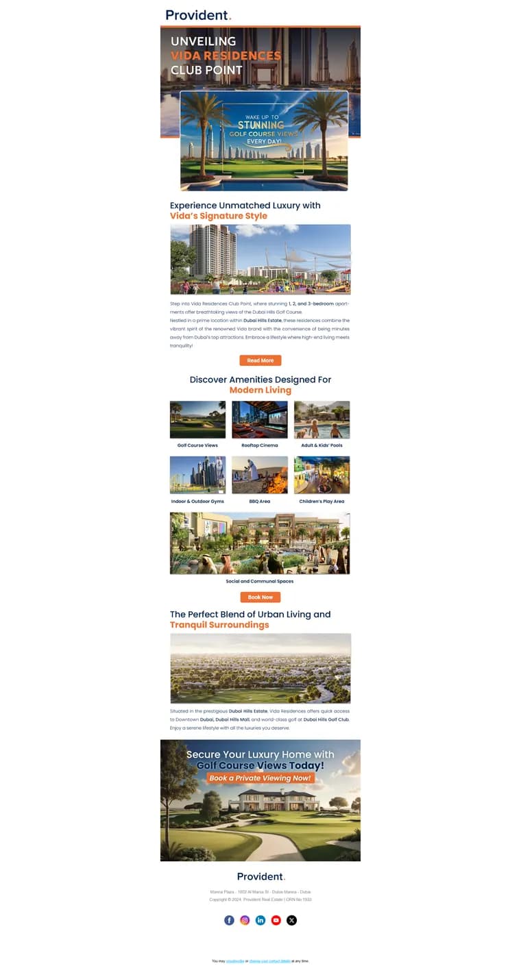 Provident Vida property launch email template